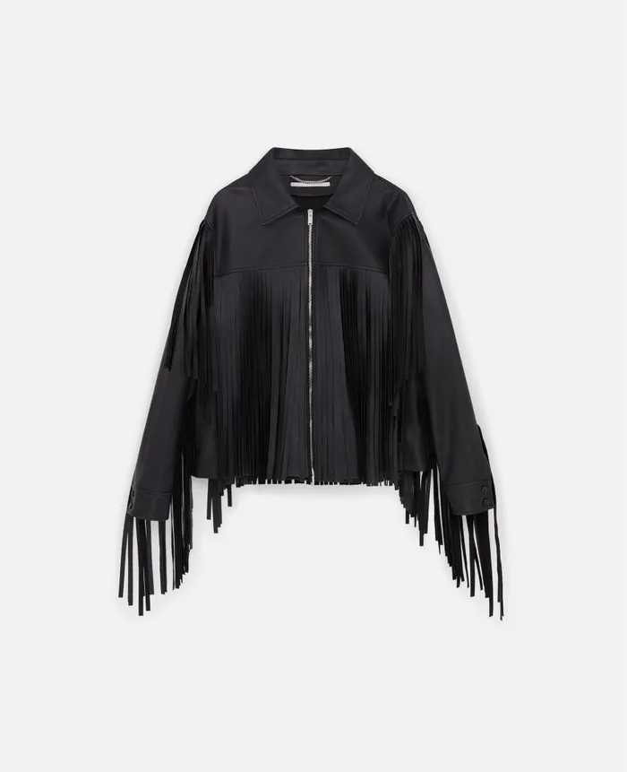 Women Coats And Jackets Stella McCartney Fringe Alter Mat Jacket Midnight Black Women Coats And Jackets Stella McCartney Fringe Alter Mat Jacket Midnight Black