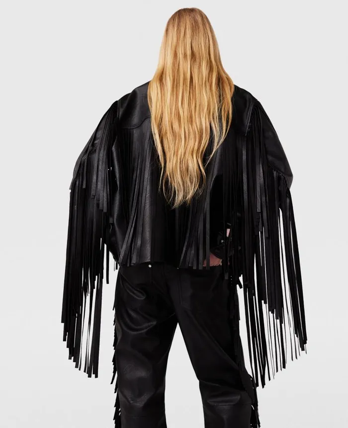 Women Coats And Jackets Stella McCartney Fringe Alter Mat Jacket Midnight Black