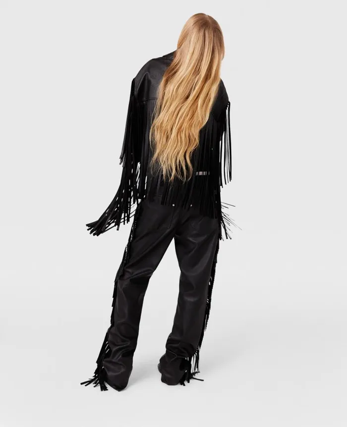 Women Coats And Jackets Stella McCartney Fringe Alter Mat Jacket Midnight Black