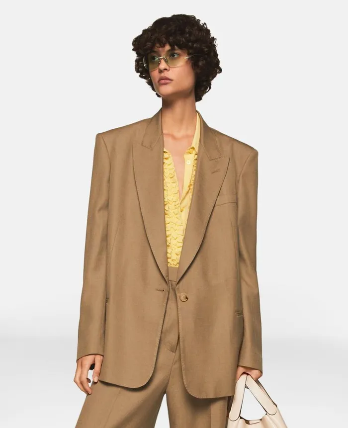 Women Coats And Jackets Stella McCartney SingleBreasted Blazer Olive Beige
