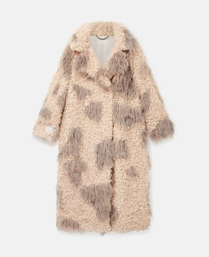 Women Coats And Jackets Stella McCartney Tree Bark Print Long Teddy Coat Oatclay Women Coats And Jackets Stella McCartney Tree Bark Print Long Teddy Coat Oatclay