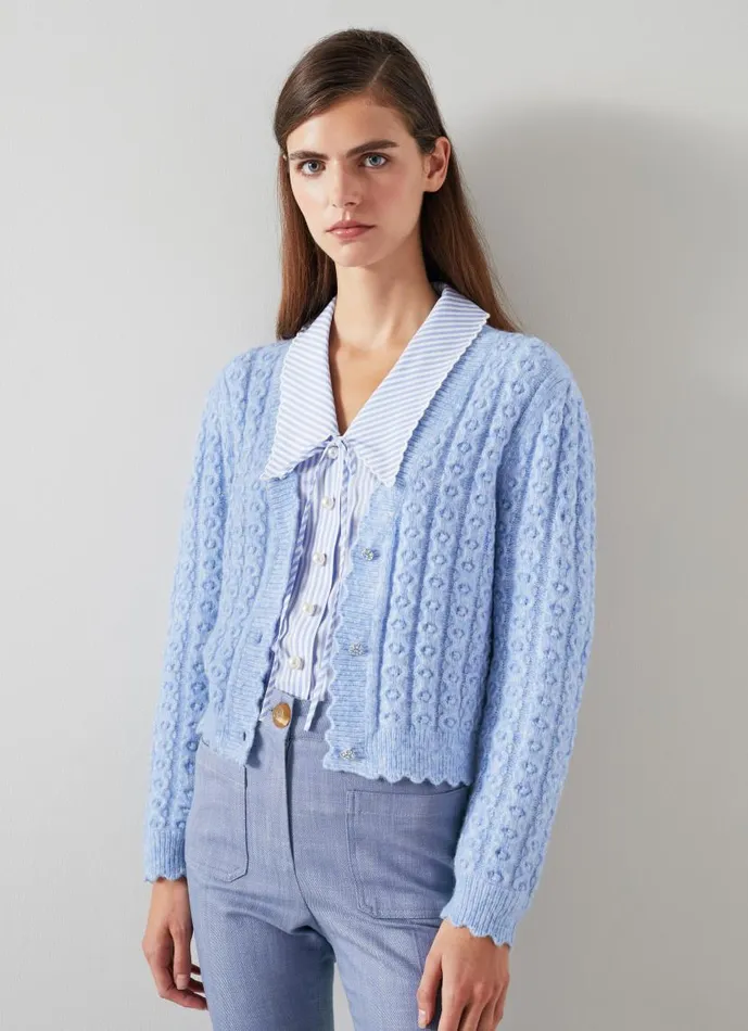 Women Coleen Pale Blue Responsible Wool Standard WoolBlend Cardigan Light Blue LKBennett Knitwear Women Coleen Pale Blue Responsible Wool Standard WoolBlend Cardigan Light Blue LKBennett Knitwear