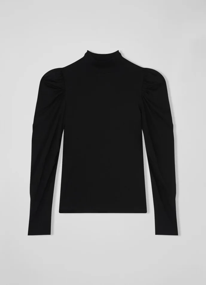 Women Cora Black Jersey Puff Sleeve Turtle Neck Top Black LKBennett Tops Women Cora Black Jersey Puff Sleeve Turtle Neck Top Black LKBennett Tops