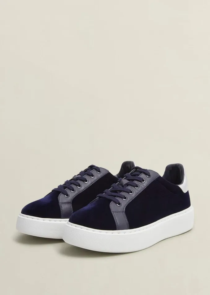 Women Cosima Velvet Trainer Navy Hobbs Trainers