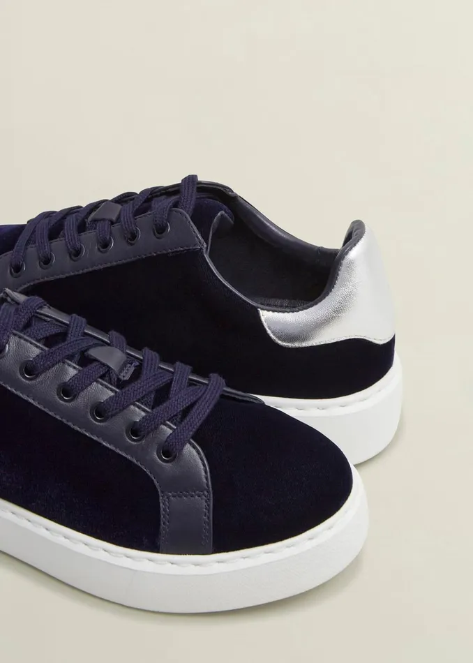 Women Cosima Velvet Trainer Navy Hobbs Trainers