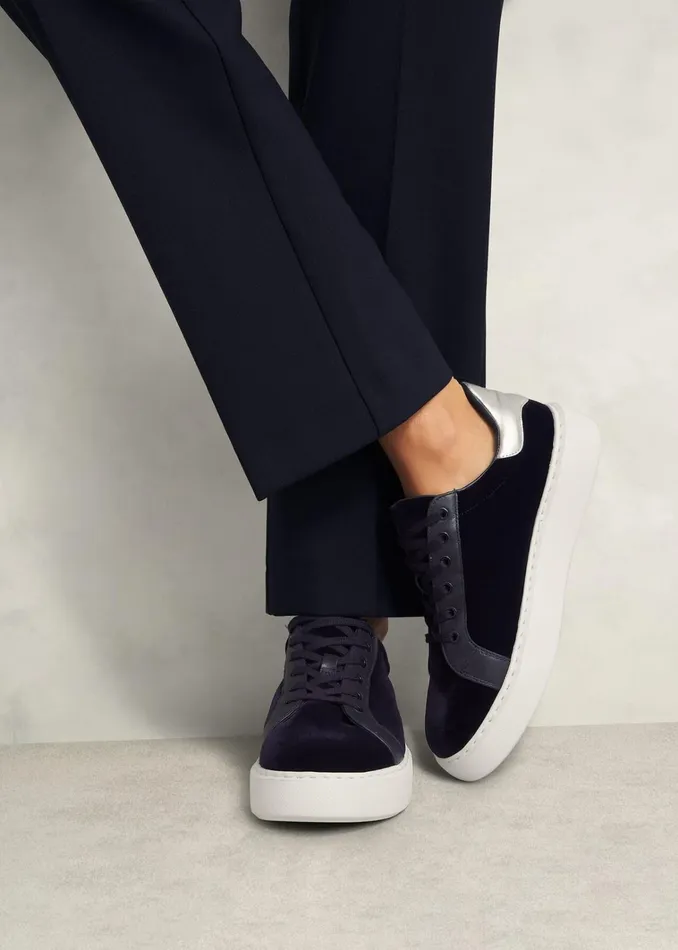 Women Cosima Velvet Trainer Navy Hobbs Trainers