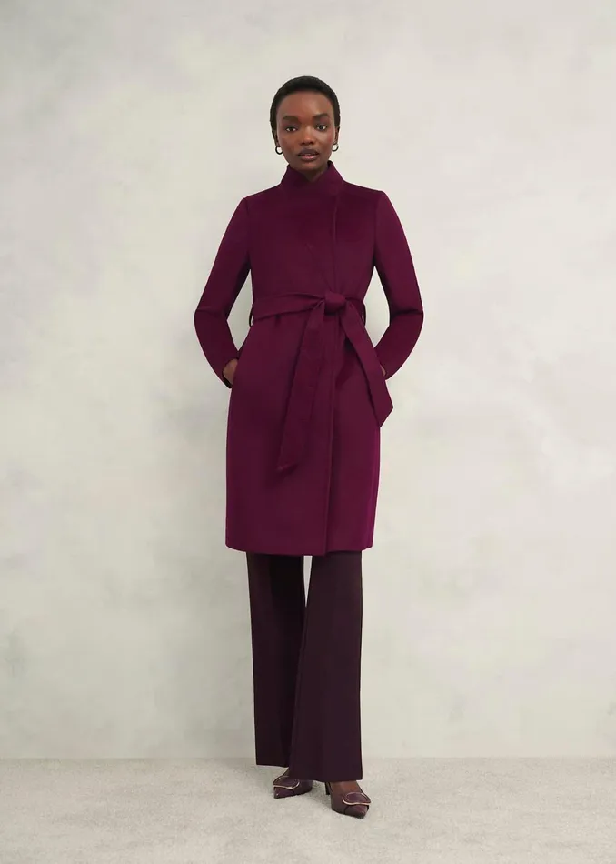 Women Cristie Wool Coat Warm Plum Hobbs Coats and Jackets