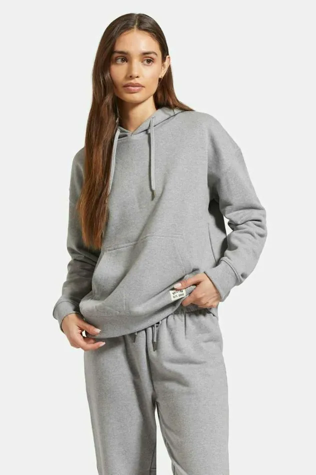Women Cross Loop French Terry Hoodie Heather Grey Brixton Tops