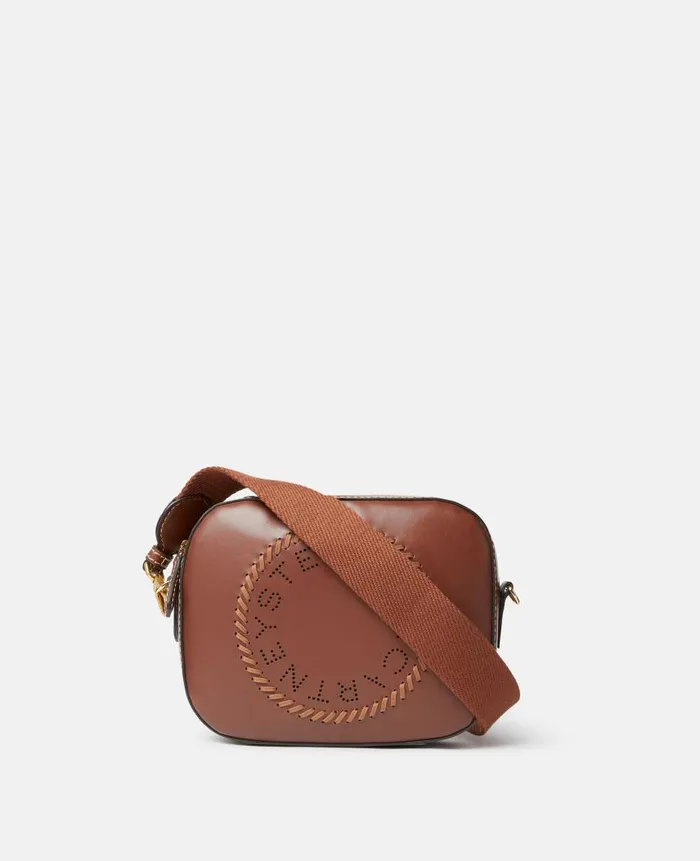 Women Crossbody Bags Stella McCartney Logo Mini Camera Bag Cognac