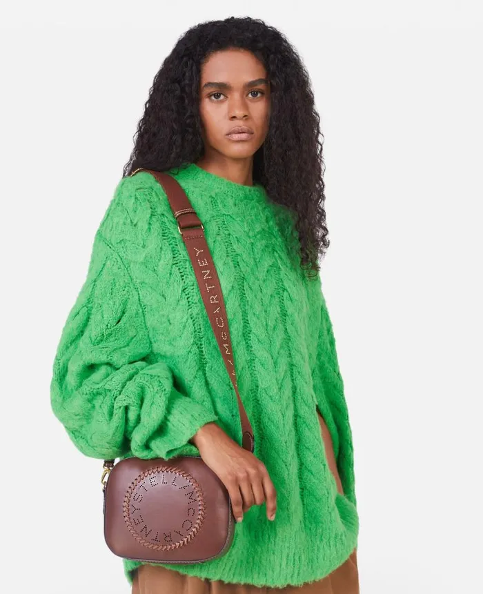 Women Crossbody Bags Stella McCartney Logo Mini Camera Bag Cognac