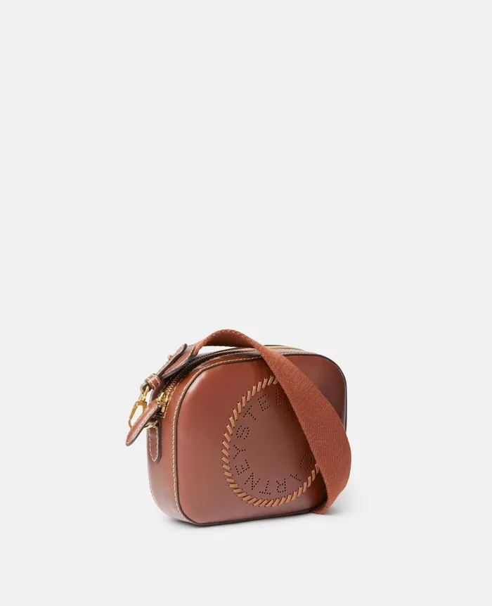 Women Crossbody Bags Stella McCartney Logo Mini Camera Bag Cognac