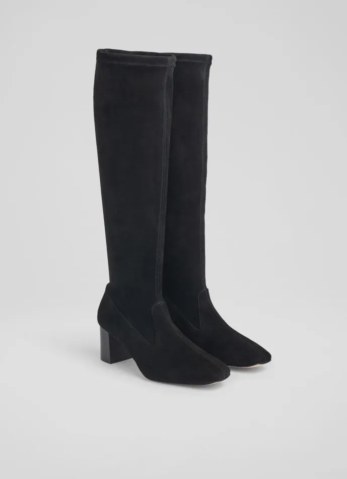 Women Davina Black Stretch Suede KneeHigh Boots Black LKBennett Boots Women Davina Black Stretch Suede KneeHigh Boots Black LKBennett Boots