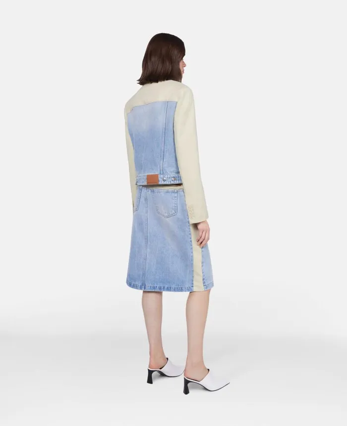 Women Denim Stella McCartney TwoTone Panelled Denim Skirt Blueecru Women Denim Stella McCartney TwoTone Panelled Denim Skirt Blueecru