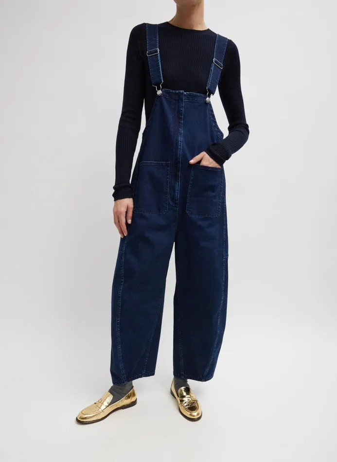 Women Denim Tibi Classic Indigo Denim Jumpsuit Indigo
