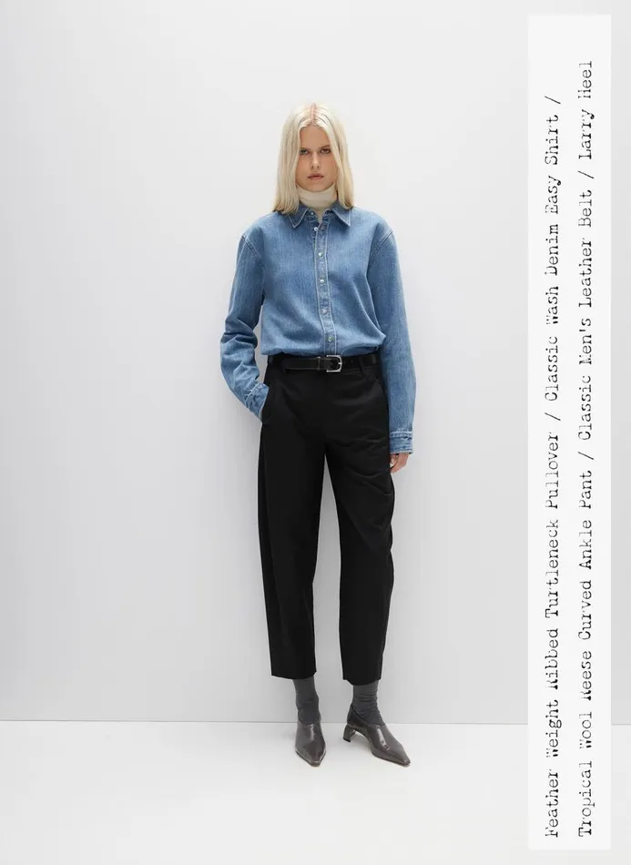 Women Denim Tibi Classic Wash Denim Easy Shirt Classic Blue