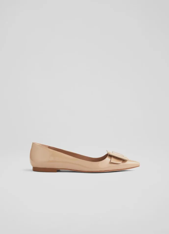 Women Devon Beige Patent Leather BuckleDetail Flats Cafe Au Lait LKBennett Flats Women Devon Beige Patent Leather BuckleDetail Flats Cafe Au Lait LKBennett Flats