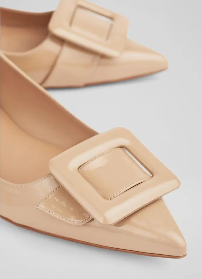 Women Devon Beige Patent Leather BuckleDetail Flats Cafe Au Lait LKBennett Flats Women Devon Beige Patent Leather BuckleDetail Flats Cafe Au Lait LKBennett Flats