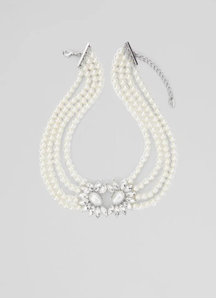 Women Dia Crystal And Pearl FourStrand Necklace LKBennett Jewellery