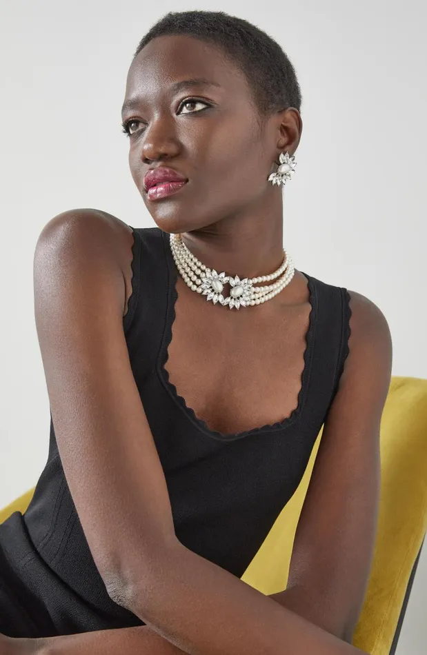 Women Dia Crystal And Pearl FourStrand Necklace LKBennett Jewellery Women Dia Crystal And Pearl FourStrand Necklace LKBennett Jewellery