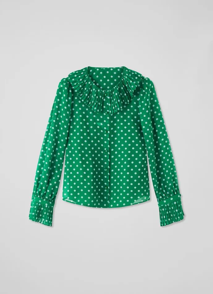 Women Dita Green And Blue Spot Print Blouse Green Blue LKBennett Tops