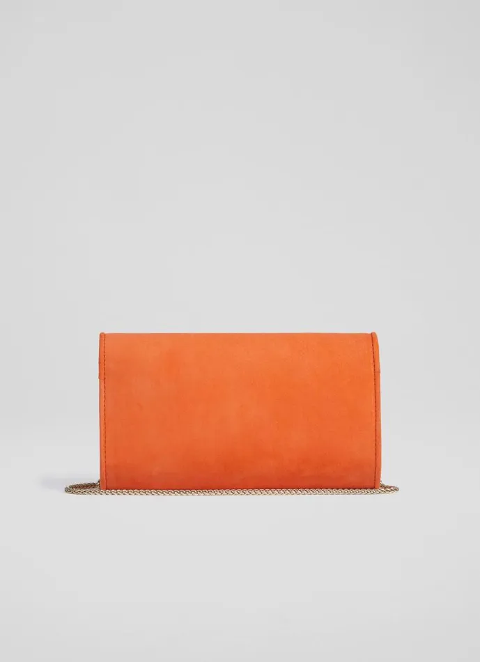 Women Dominica Orange Suede Clutch Bag LKBennett Clutch Bags Women Dominica Orange Suede Clutch Bag LKBennett Clutch Bags