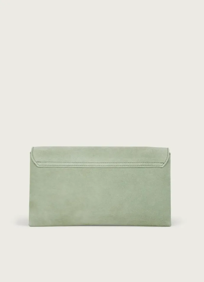 Women Dora Soft Green Suede Clutch LKBennett Clutch Bags Women Dora Soft Green Suede Clutch LKBennett Clutch Bags