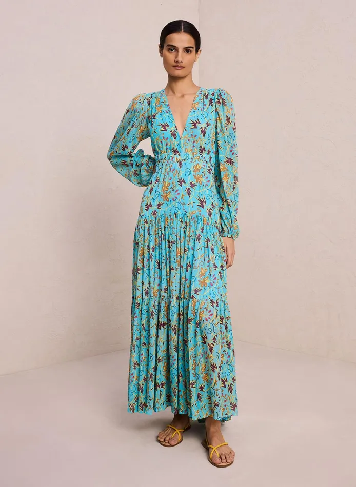 Women Dresses ALC Annie Silk Maxi Dress Grotto Multi