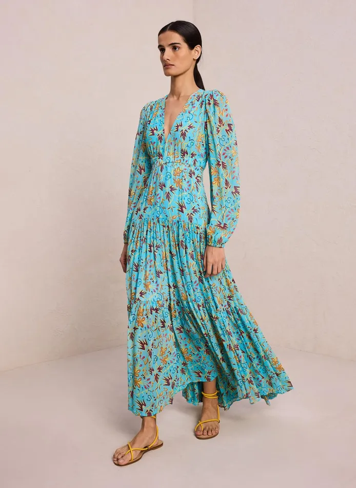 Women Dresses ALC Annie Silk Maxi Dress Grotto Multi