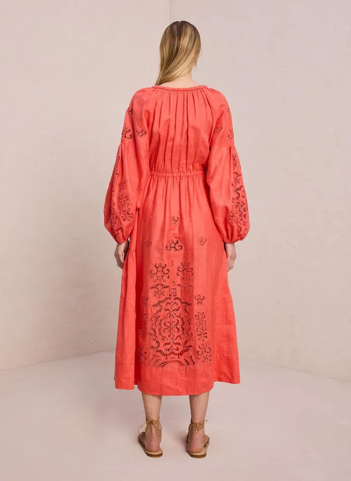 Women Dresses ALC Capri Embroidered Linen Dress Spiced Coralspiced Coral