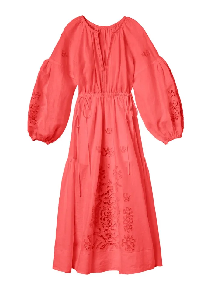 Women Dresses ALC Capri Embroidered Linen Dress Spiced Coralspiced Coral