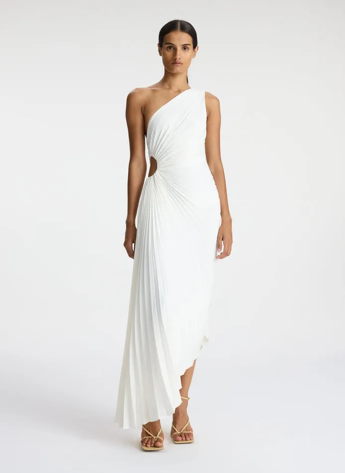 Women Dresses ALC Delfina Matte Pleated Dress Whisper White
