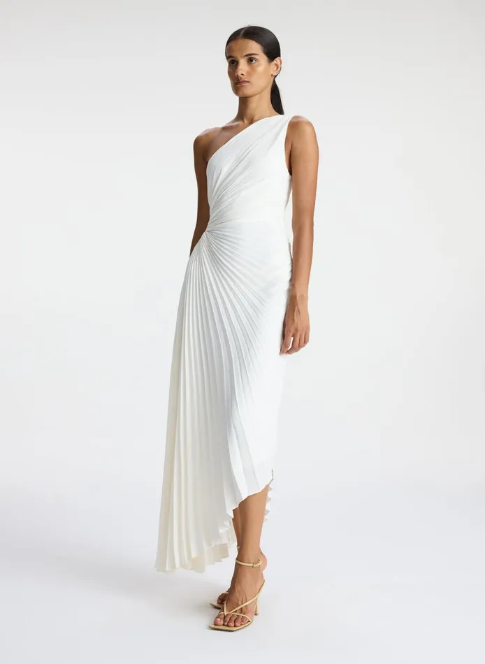 Women Dresses ALC Delfina Matte Pleated Dress Whisper White