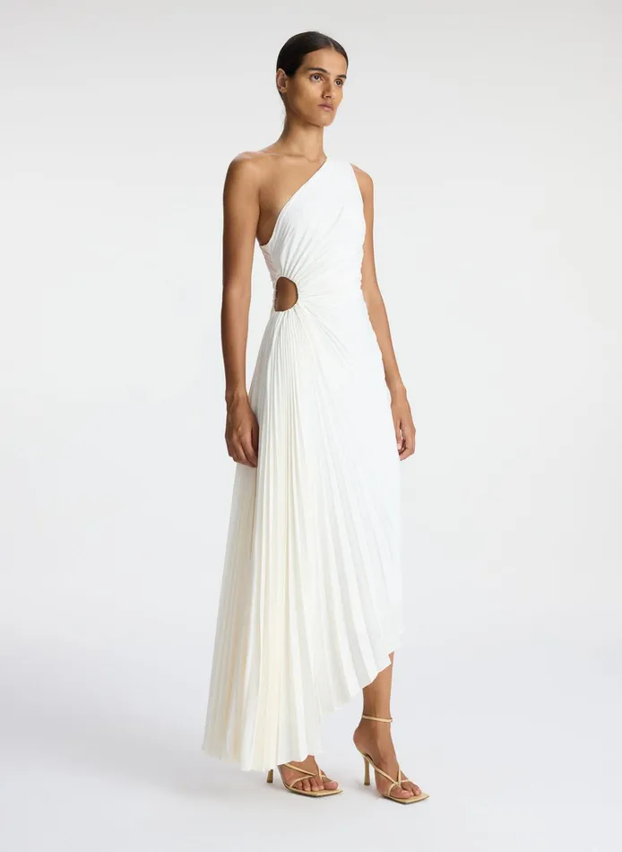 Women Dresses ALC Delfina Matte Pleated Dress Whisper White