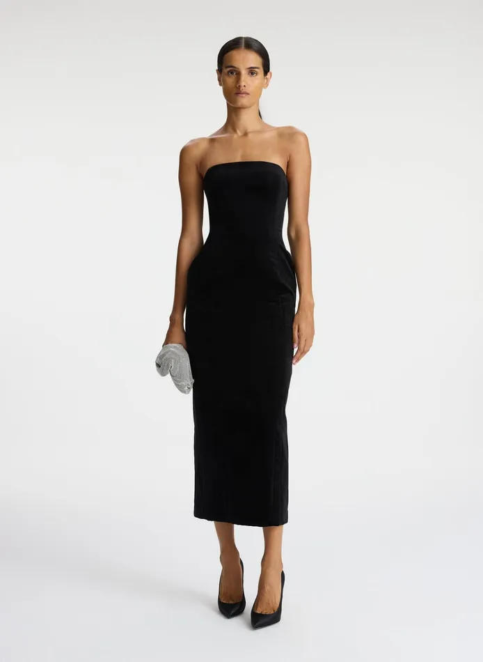 Women Dresses ALC Elizabeth Velvet Midi Dress Black