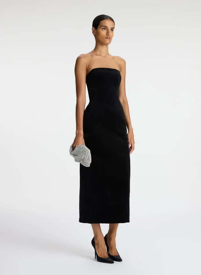 Women Dresses ALC Elizabeth Velvet Midi Dress Black