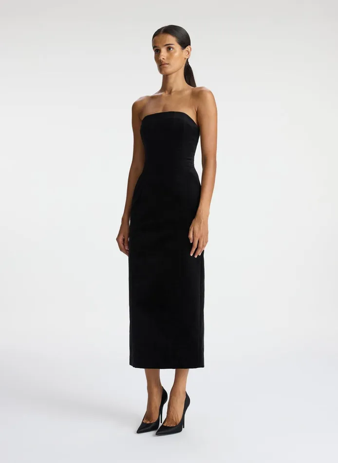 Women Dresses ALC Elizabeth Velvet Midi Dress Black