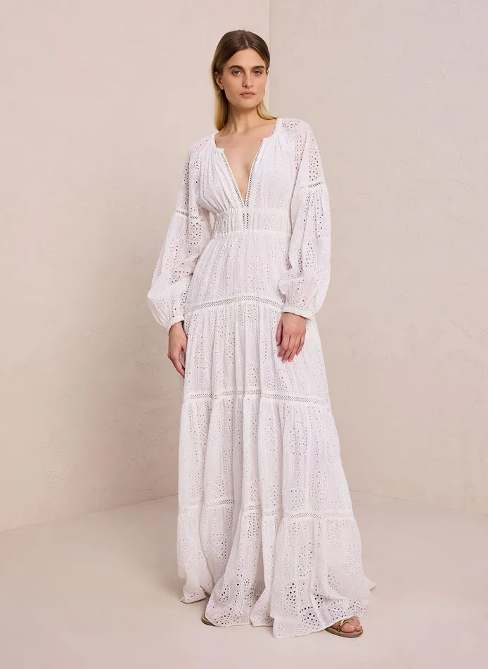 Women Dresses ALC Mackenna Eyelet Maxi Dress Whitecream