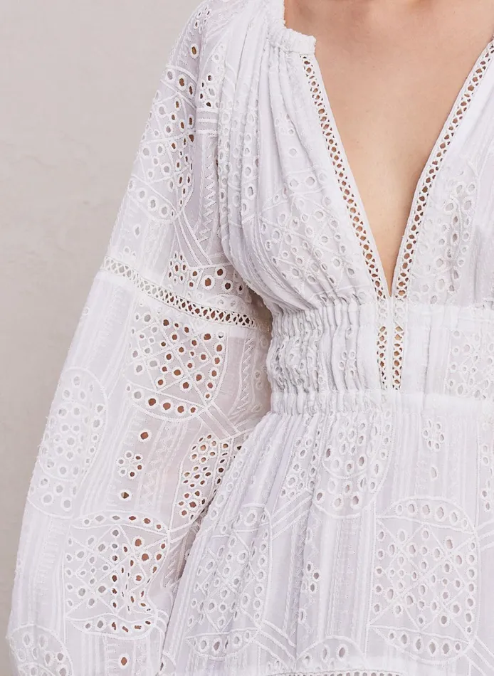 Women Dresses ALC Mackenna Eyelet Maxi Dress Whitecream