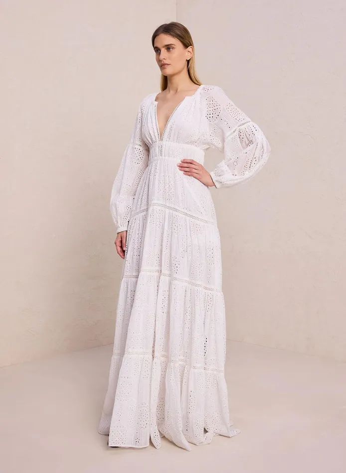 Women Dresses ALC Mackenna Eyelet Maxi Dress Whitecream