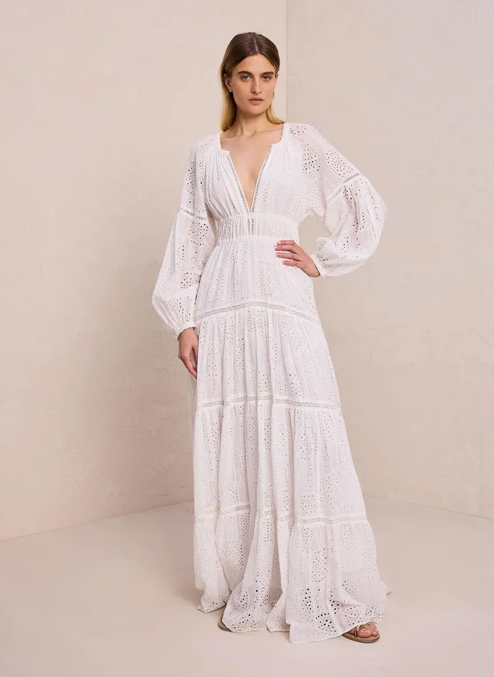 Women Dresses ALC Mackenna Eyelet Maxi Dress Whitecream