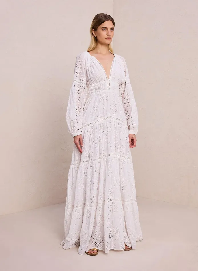 Women Dresses ALC Mackenna Eyelet Maxi Dress Whitecream