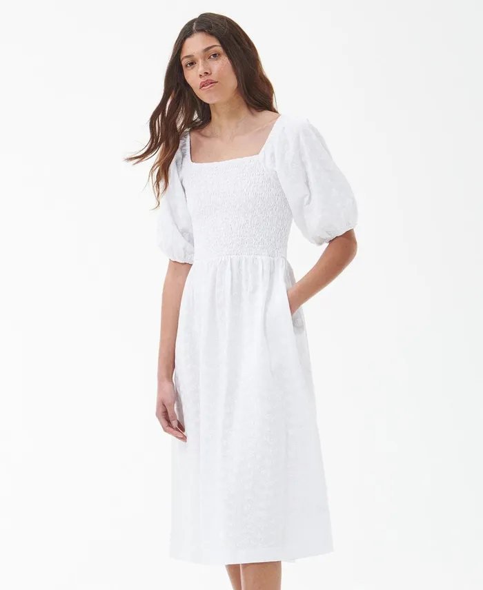 Women Dresses and Skirts Barbour Areca Midi Dress Classic White