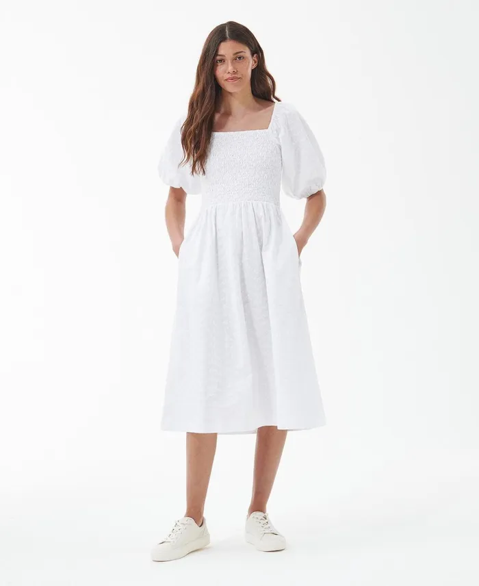 Women Dresses and Skirts Barbour Areca Midi Dress Classic White Women Dresses and Skirts Barbour Areca Midi Dress Classic White