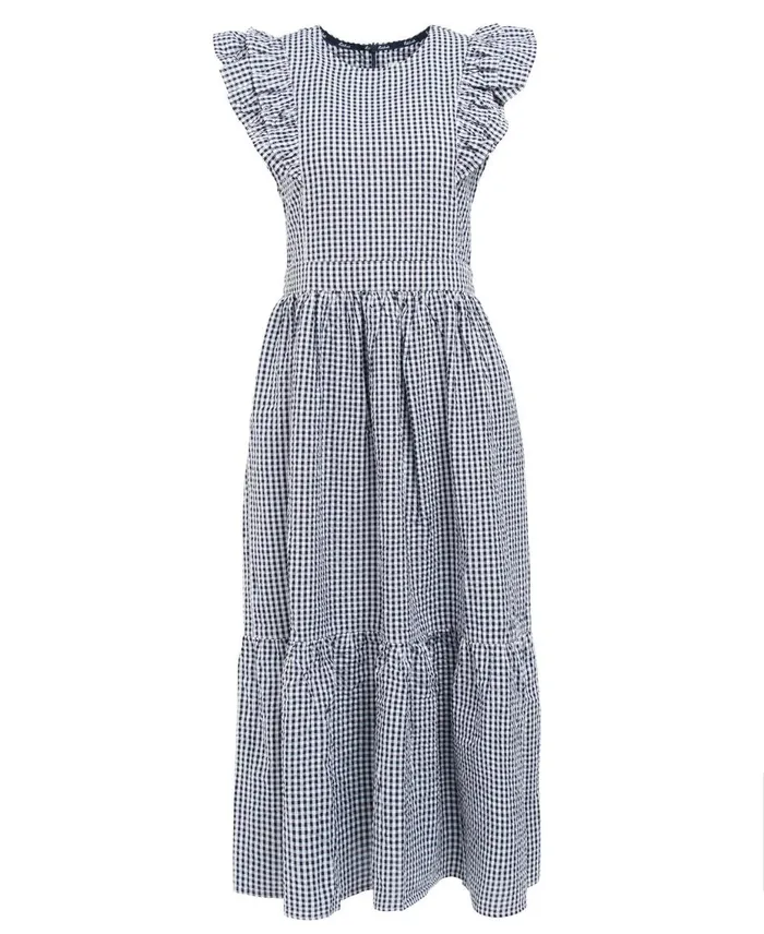 Women Dresses and Skirts Barbour Thistle Midi Dress Navy Check Women Dresses and Skirts Barbour Thistle Midi Dress Navy Check