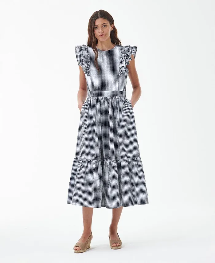 Women Dresses and Skirts Barbour Thistle Midi Dress Navy Check Women Dresses and Skirts Barbour Thistle Midi Dress Navy Check