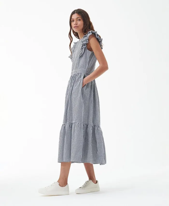 Women Dresses and Skirts Barbour Thistle Midi Dress Navy Check Women Dresses and Skirts Barbour Thistle Midi Dress Navy Check