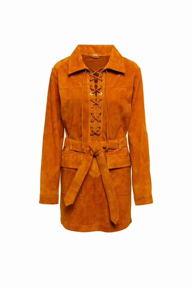 Women Dresses DODO BAR OR Marina Mini Dress Camel Suede