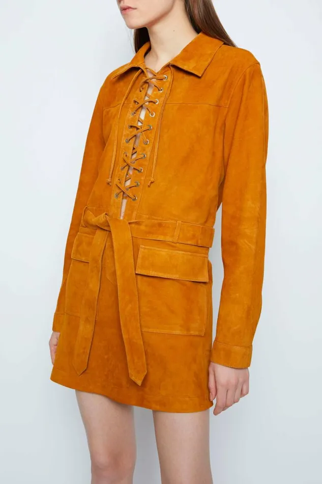 Women Dresses DODO BAR OR Marina Mini Dress Camel Suede Women Dresses DODO BAR OR Marina Mini Dress Camel Suede