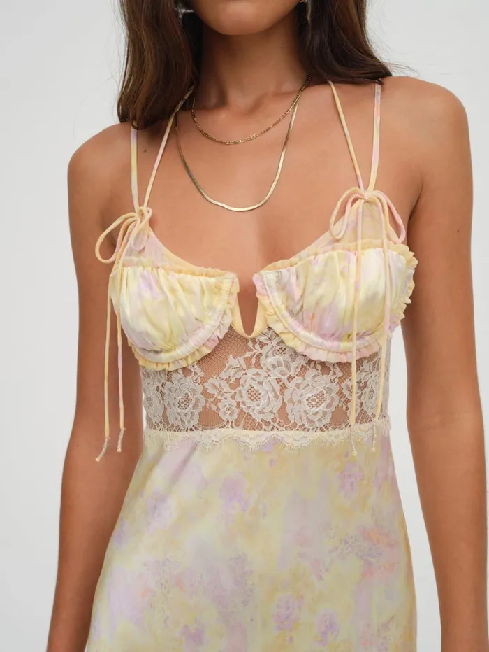 Women Dresses For Love and Lemons Amora Floral Maxi Dress Yellow Women Dresses For Love and Lemons Amora Floral Maxi Dress Yellow