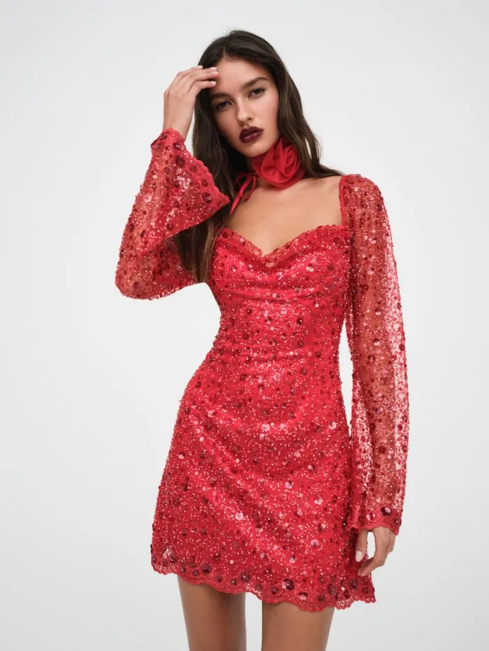 Women Dresses For Love and Lemons Gwendolyn Mini Dress Red